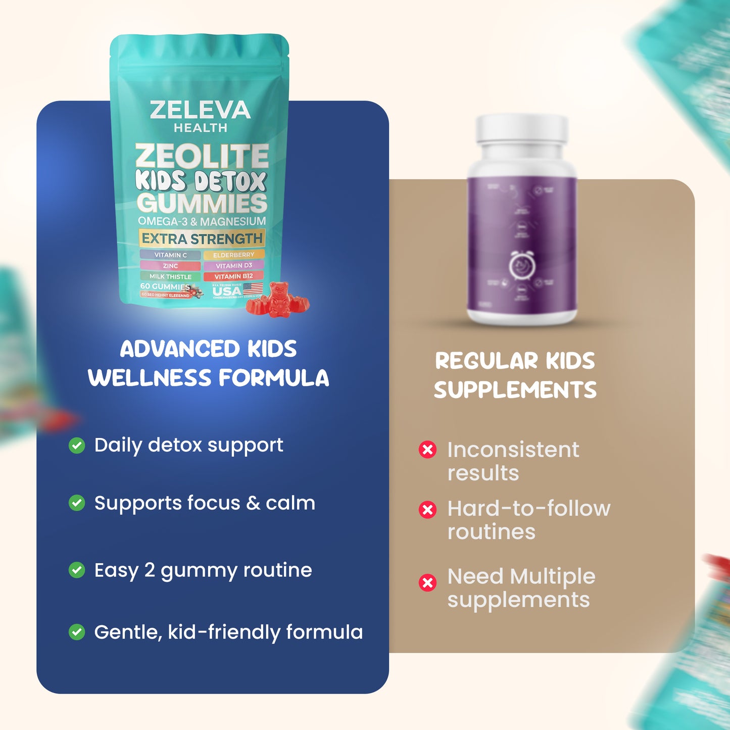 Zeleva Kids Detox Gummies - Plant-Based Gelatin