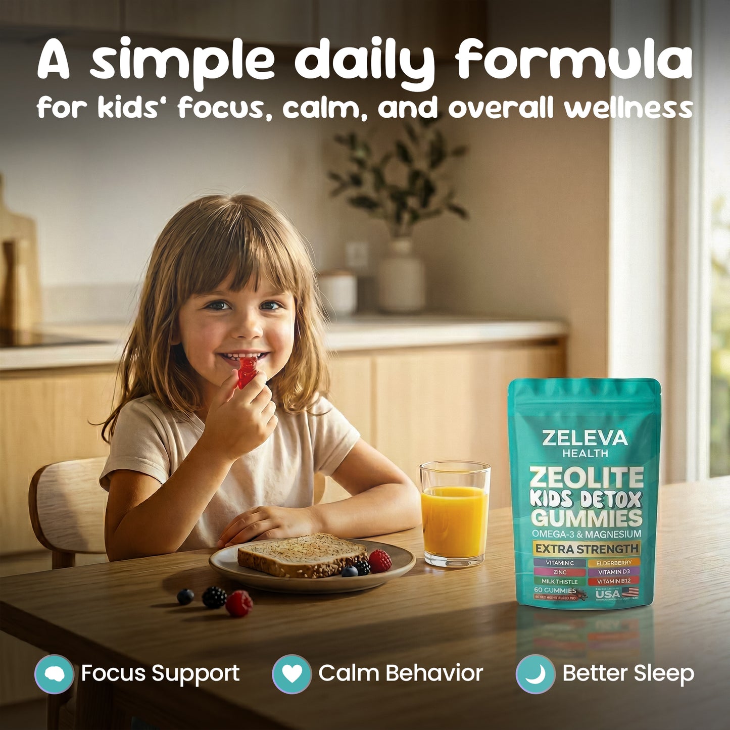 Zeleva Kids Detox Gummies - Plant-Based Gelatin